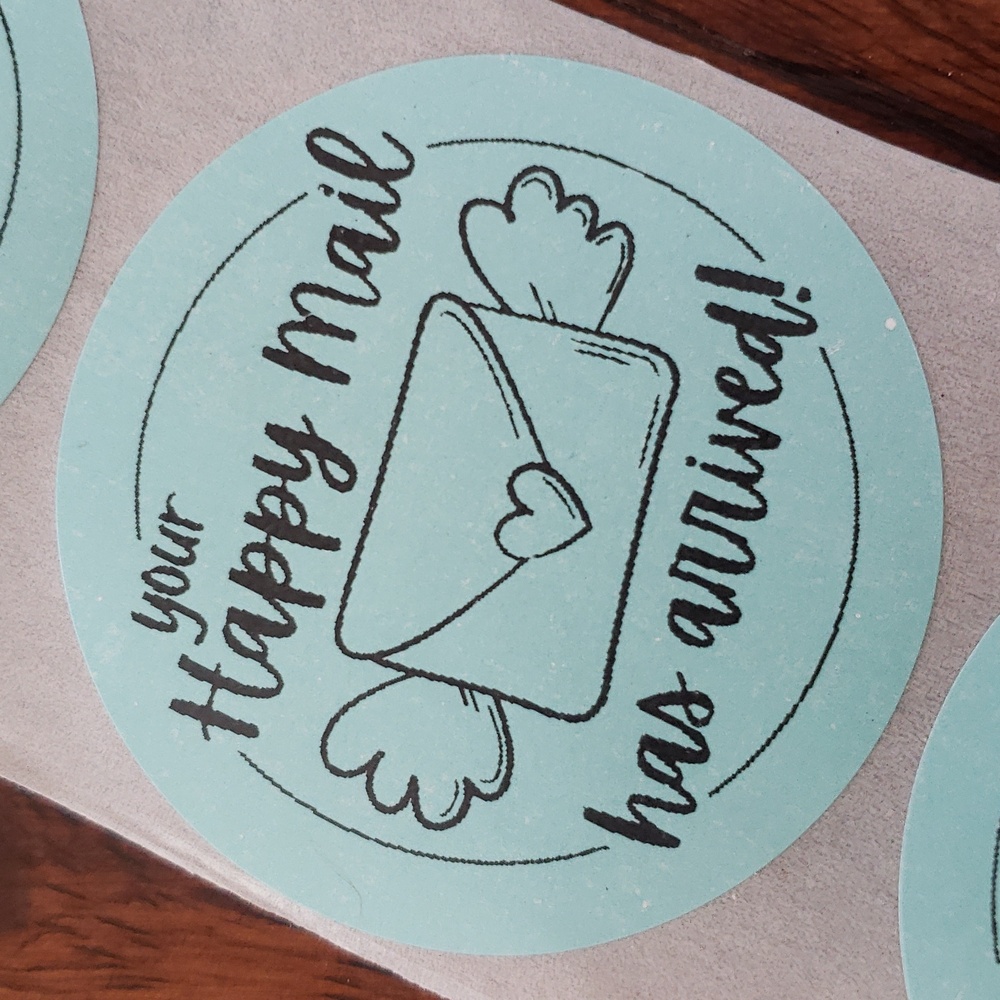 3/$15 Set of 50 LARGE 2 INCH ROUND HAPPY MAIL STICKERS BLUE - Picture 3 of 7